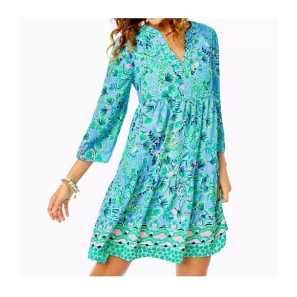 LILLY PULITZER Martine Dress Frenchie Blue Mosaic Shells Dress XXS $228.00 - Picture 4 of 9